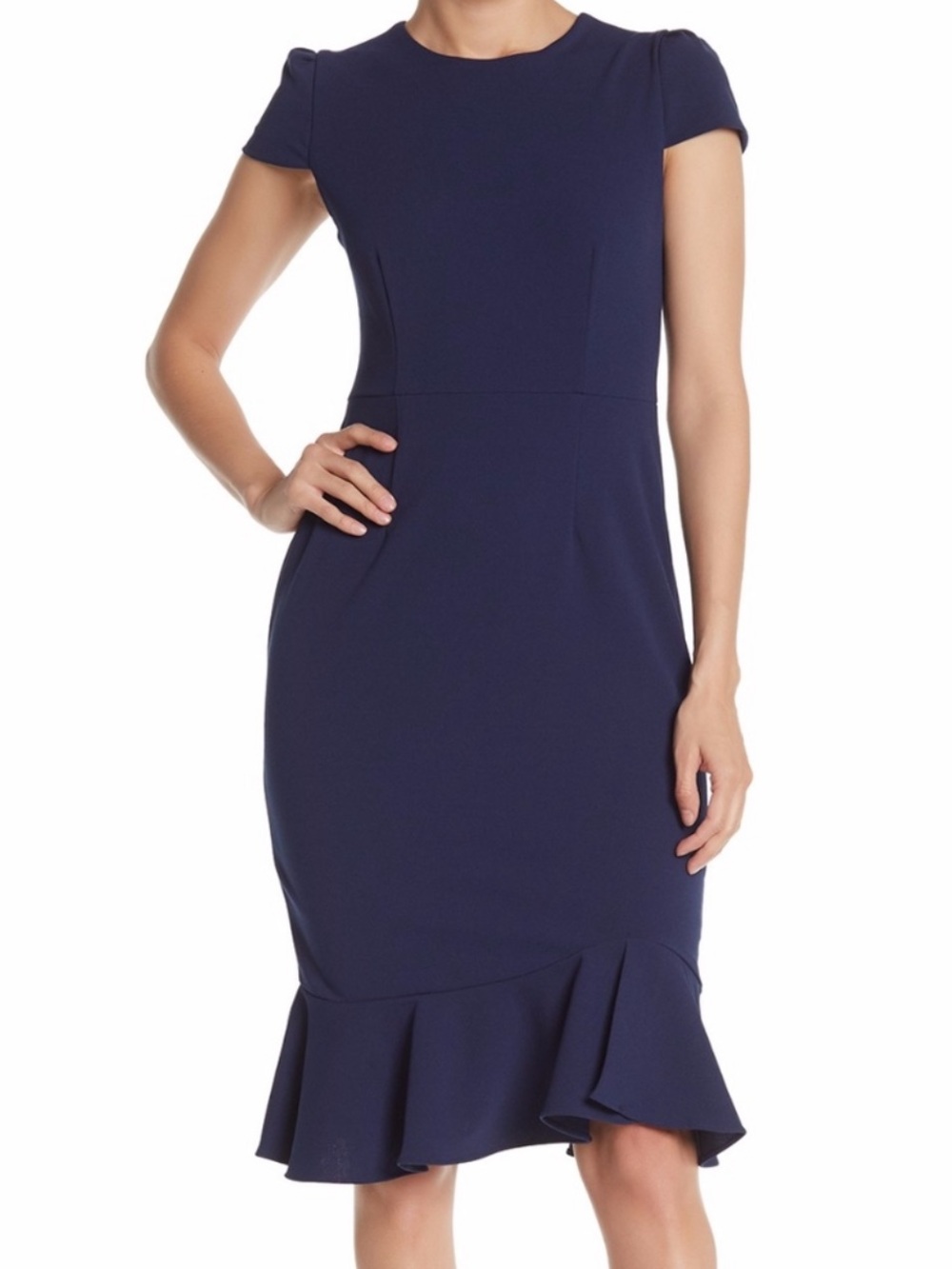 Betsey Johnson Blue Ruffle Hem Dress, Navy, Size 0, EUC